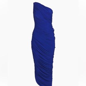 Norma Kamali One Shoulder Blue Dress